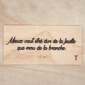 Mieux vaut être dur de la feuille que mou de la branche.