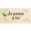 Carte en bois imprimée du message je pense à toi