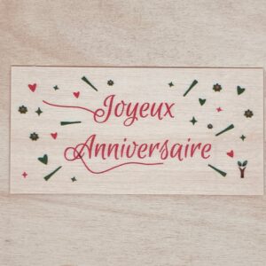 Joyeux anniversaire carte en bois