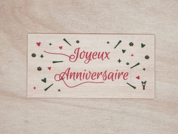 Joyeux anniversaire carte en bois