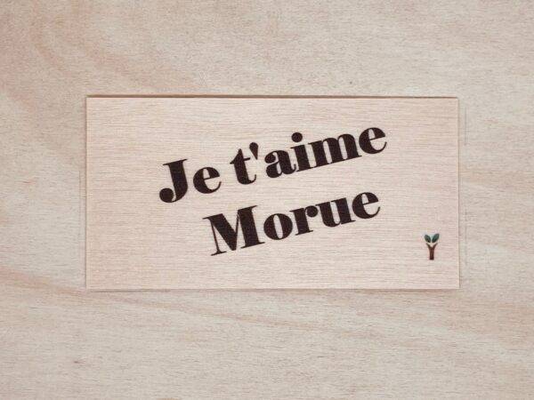 je t'aime morue carte en bois