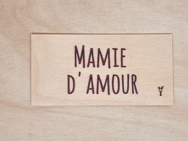 carte en bois Mamie d'amour